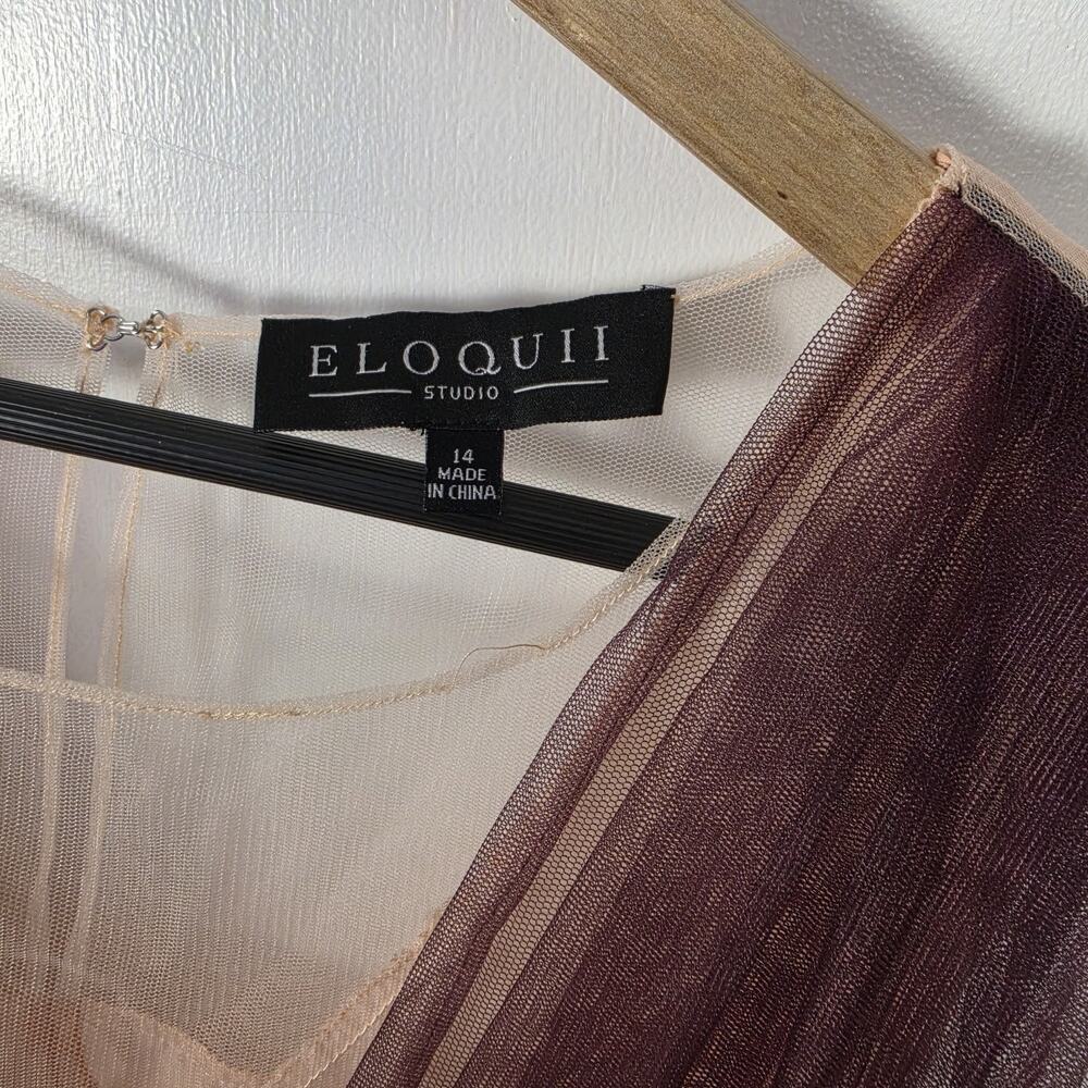 Eloquii Cocktail Pink Mauve Tulle Party Dress V Neck Sz 14 Fairy Wedding Guest - Picture 4 of 9